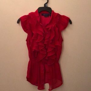 Red Ruffled Blouse